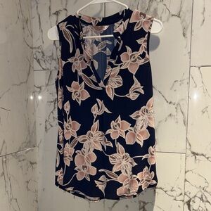 Floral Sleeveless V-Neck Top - Black and Pink